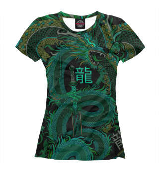 Женская футболка Зеленый дракон