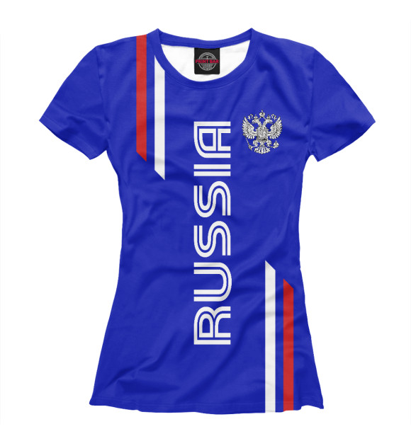Женская футболка с изображением Russia цвета Белый