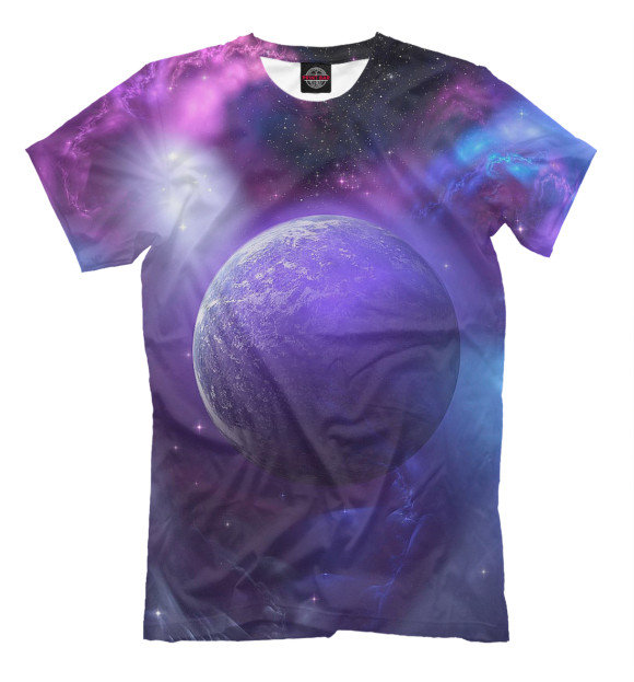 Мужская футболка с изображением Планета в облаках цвета Молочно-белый