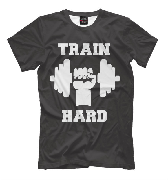 Мужская футболка с изображением Train hard цвета Белый