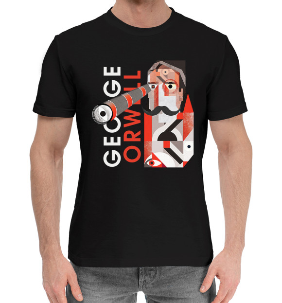 Мужская хлопковая футболка с изображением George Orwell цвета Черный
