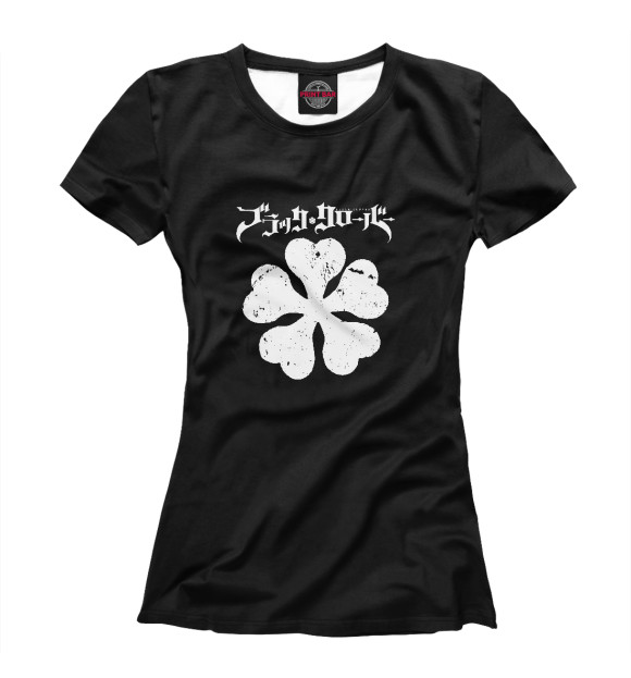 Женская футболка с изображением Чёрный клевер цвета Белый