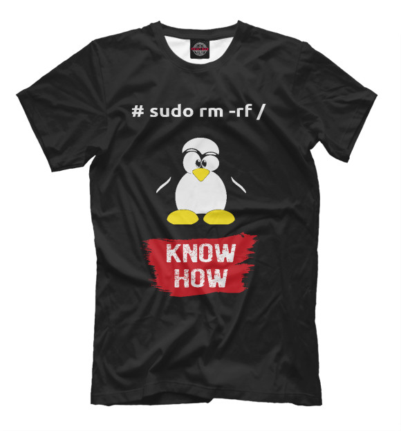 Мужская футболка с изображением Linux – Know How цвета Черный