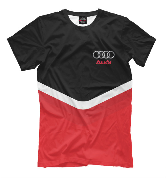 Мужская футболка с изображением Audi Black & Red цвета Черный