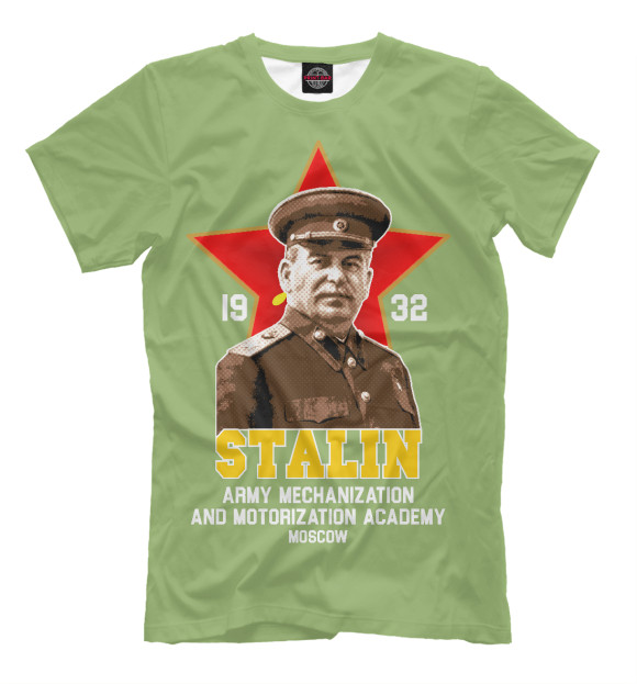 Мужская футболка с изображением Военная академия механизации и моторизации РККА имени Сталина цвета Хаки