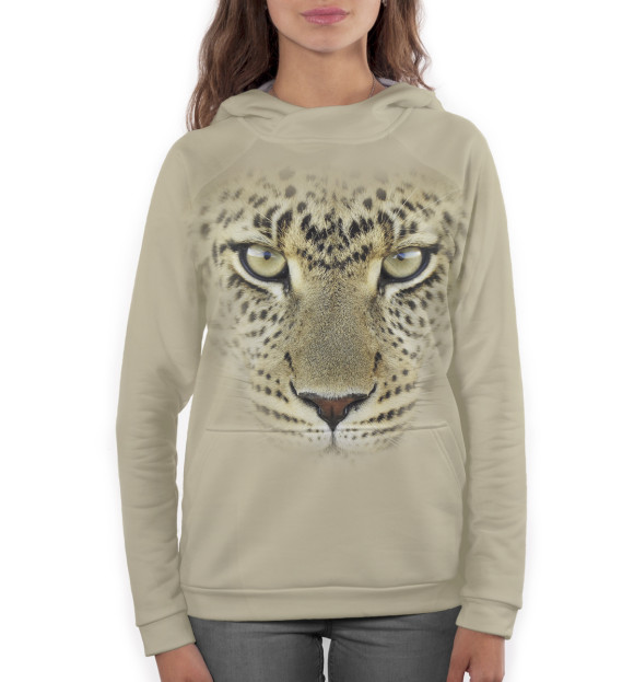 Женское худи с изображением Леопард цвета Белый