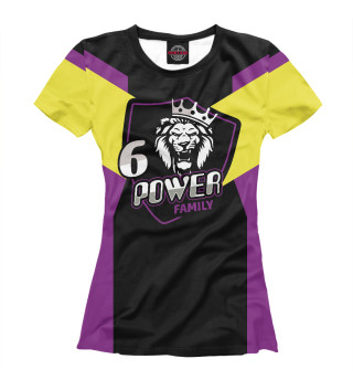 Футболка для девочек 6 power family на фиолетовом фоне