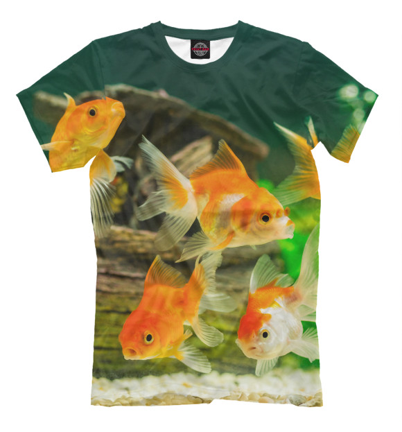 Мужская футболка с изображением Золотые рыбки цвета Молочно-белый