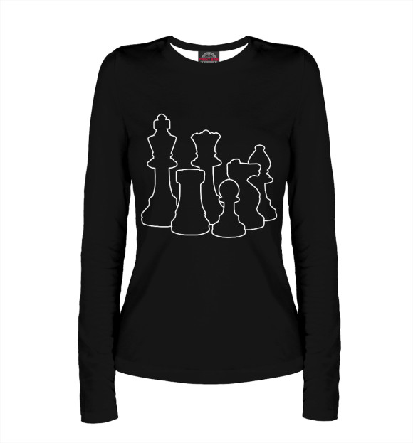 Женский лонгслив с изображением Шахматы цвета Белый