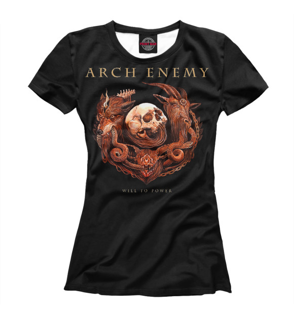 Женская футболка с изображением Arch Enemy Band цвета Белый