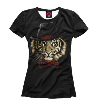 Женская футболка Тигр с бабочкой