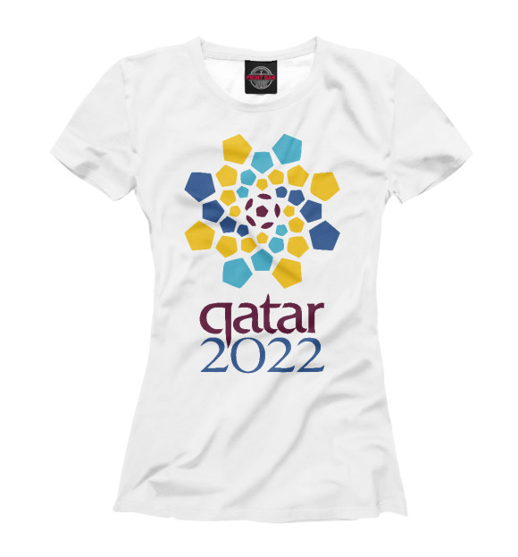 Женская футболка с изображением Катар 2022 цвета Белый