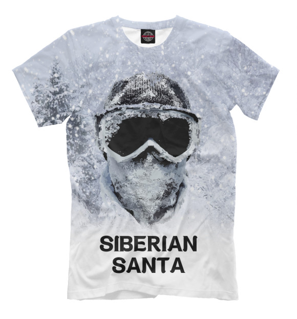 Мужская футболка с изображением Сибирский Санта цвета Белый