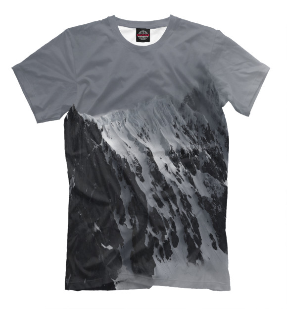 Мужская футболка с изображением Снежные скалы цвета Серый