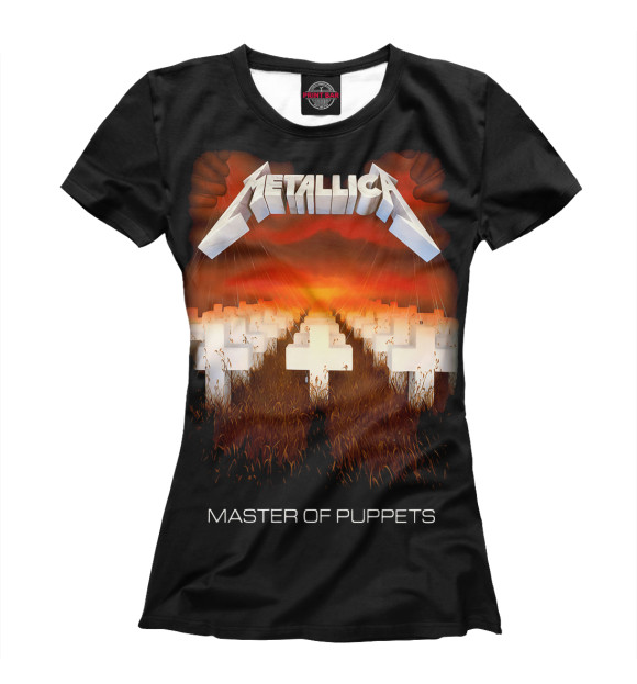 Женская футболка с изображением Metallica Master of Puppets цвета Белый