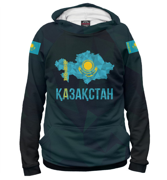 Женское худи с изображением Kazakhstan цвета Р‘РµР»С‹Р№
