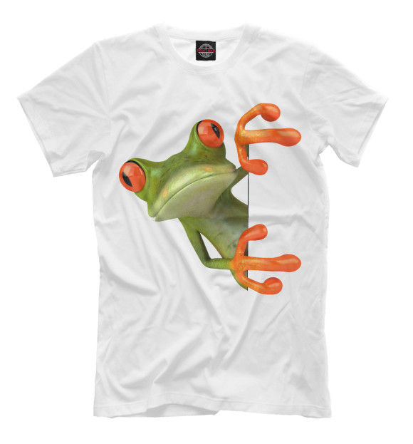 Мужская футболка с изображением Лягушка цвета Молочно-белый