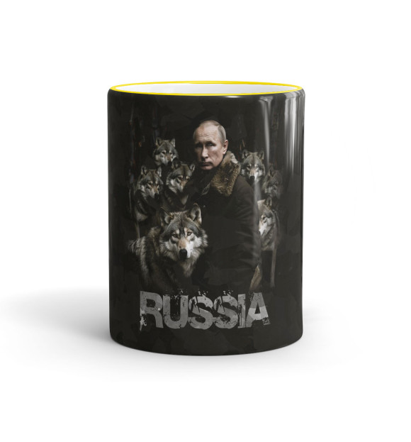 Кружка с изображением Russia цвета желтый