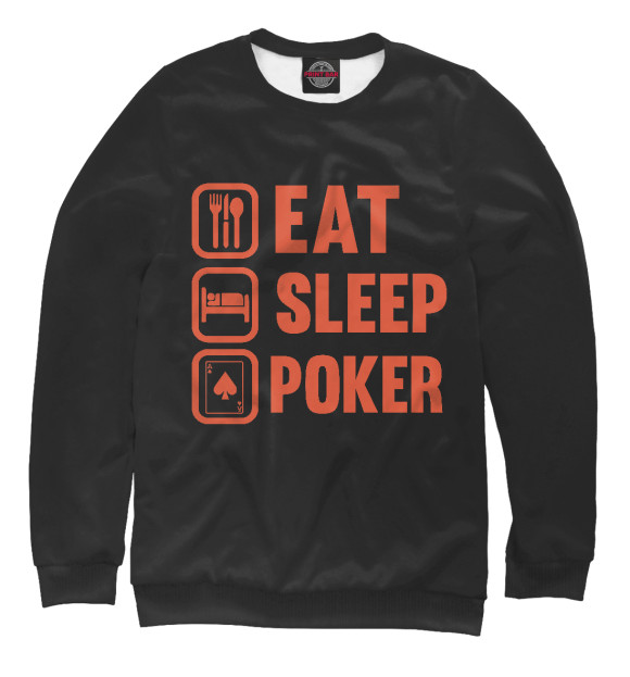Мужской свитшот с изображением Eat Sleep Poker цвета Белый