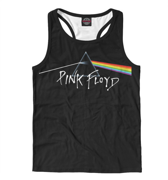 Мужская майка-борцовка с изображением Pink Floyd: Пинк Флойд лого и радуга цвета Белый