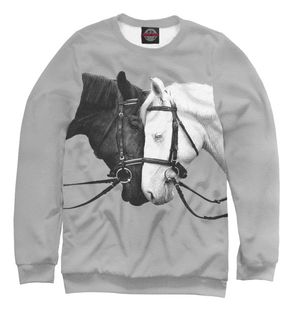 Мужской свитшот с изображением MAGNIFICENT HORSES цвета Белый
