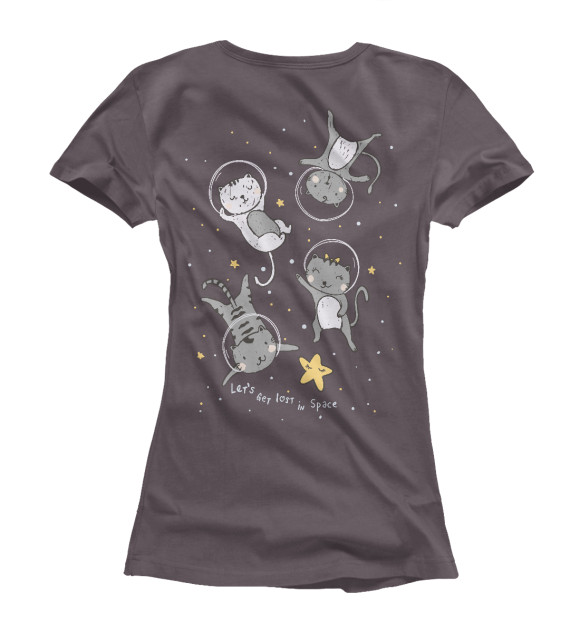 Женская футболка с изображением Kосмические котики цвета Белый