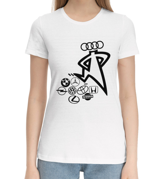 Женская хлопковая футболка с изображением AUDI цвета Белый