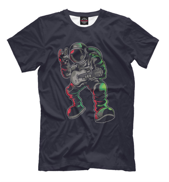 Мужская футболка с изображением Космонавт с гитарой цвета Белый