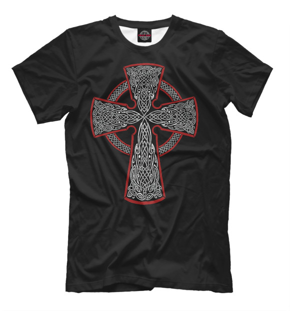 Мужская футболка с изображением Кельтский крест цвета Черный