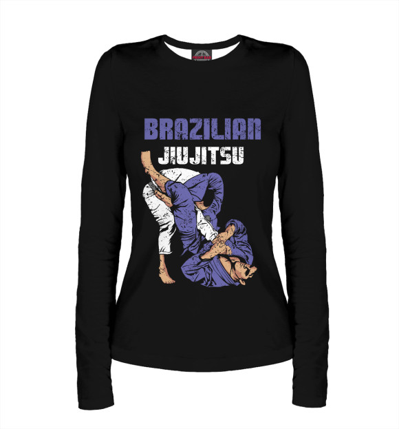 Женский лонгслив с изображением BRAZILIAN JIU-JITSU цвета Белый
