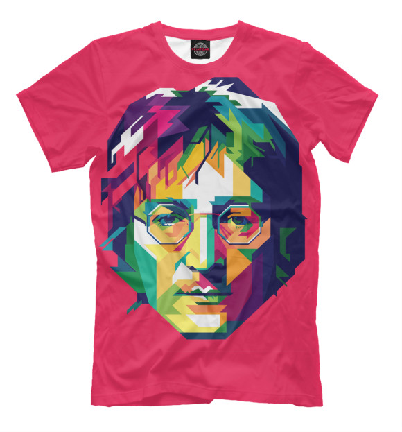 Мужская футболка с изображением Джон Леннон цвета Темно-розовый