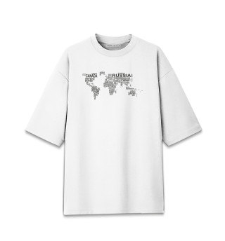 Мужская футболка оверсайз Страны мира карта
