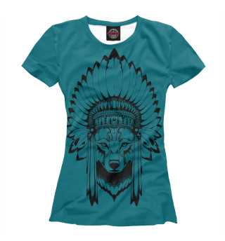 Женская футболка Волк индеец