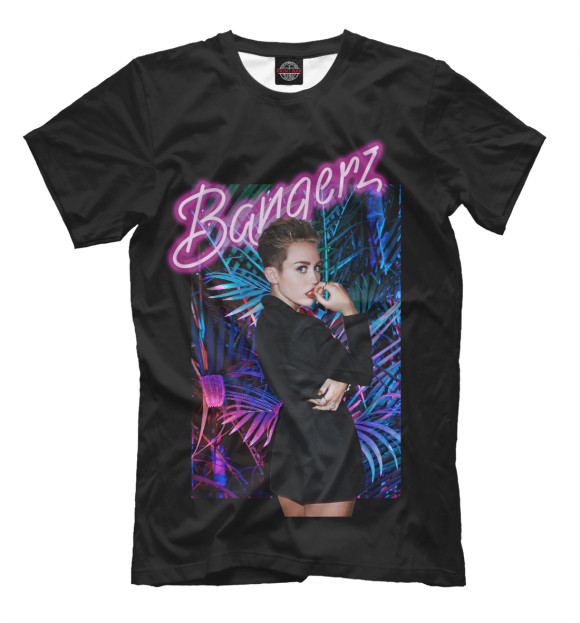 Мужская футболка с изображением Miley Cyrus цвета Черный