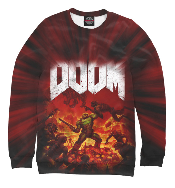 Мужской свитшот с изображением Doom 2016 цвета Белый