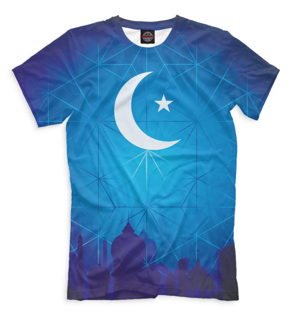 Мужская футболка с изображением Ислам цвета Грязно-голубой