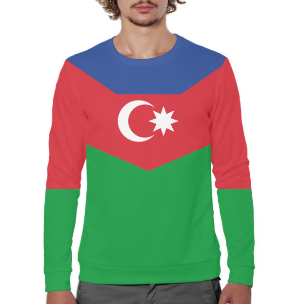 Мужской свитшот с изображением Азербайджан цвета Белый