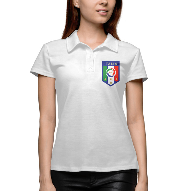 Женское поло с изображением Сборная Италии цвета Белый