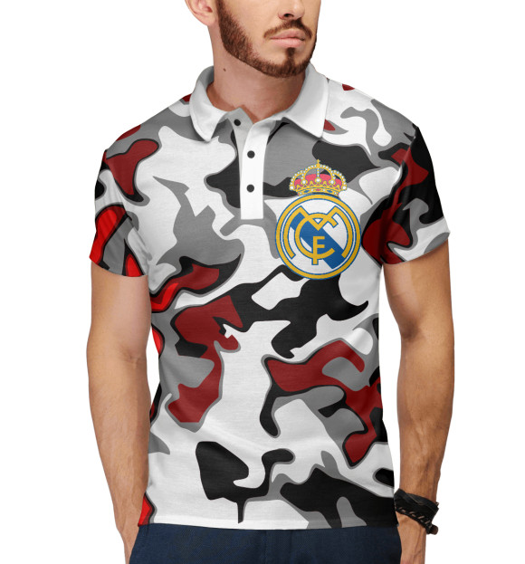 Мужское поло с изображением FC Real Madrid цвета Белый