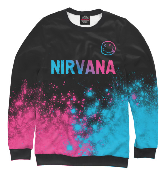 Женский свитшот с изображением Nirvana Neon Gradient цвета Белый