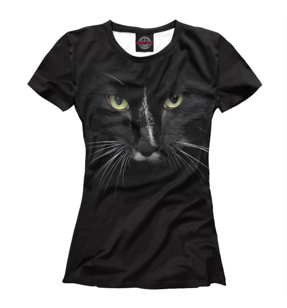 Женская футболка с изображением Черный Кот цвета Белый