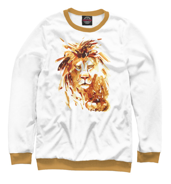 Женский свитшот с изображением Золотой лев цвета Белый