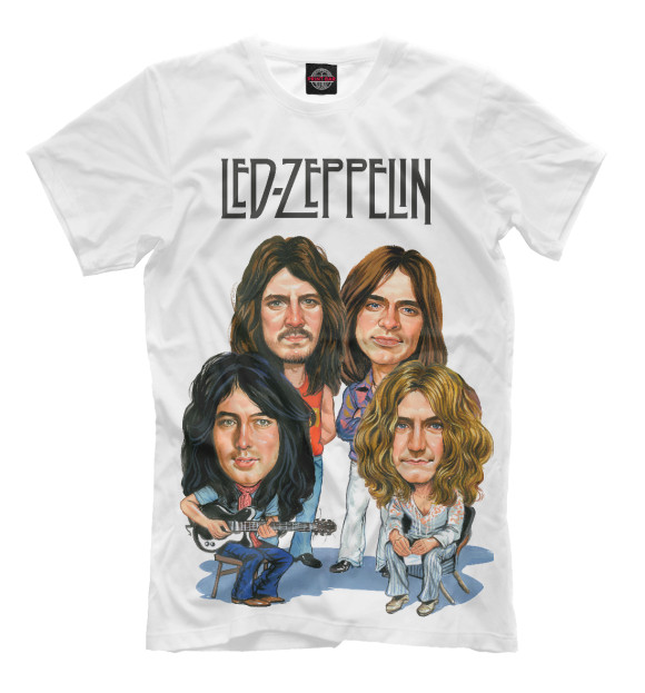 Мужская футболка с изображением Led Zeppelin цвета Молочно-белый