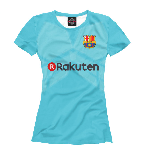 Женская футболка с изображением Барселона Форма Гостевая 17/18 цвета Белый