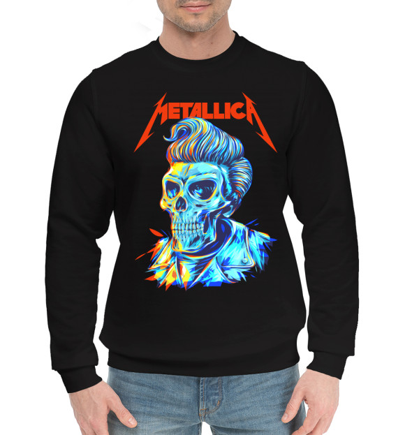 Мужской хлопковый свитшот с изображением Metallica цвета Черный