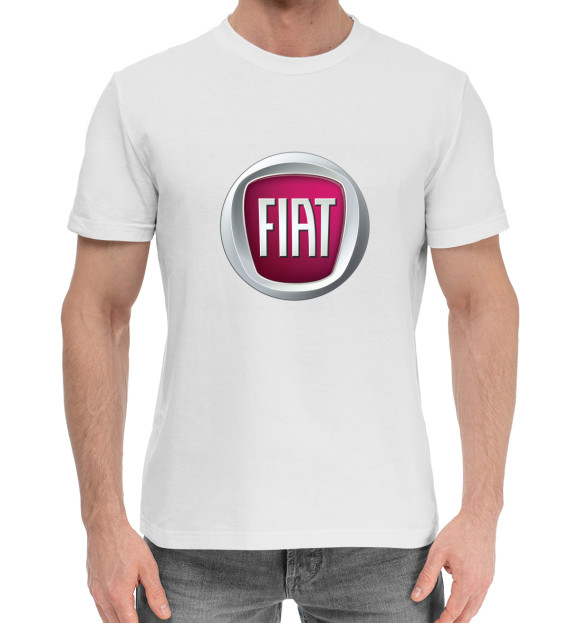 Мужская хлопковая футболка с изображением FIAT цвета Белый