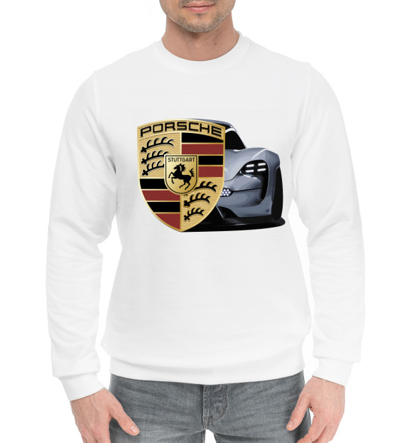 Мужской хлопковый свитшот с изображением Porsche цвета Белый