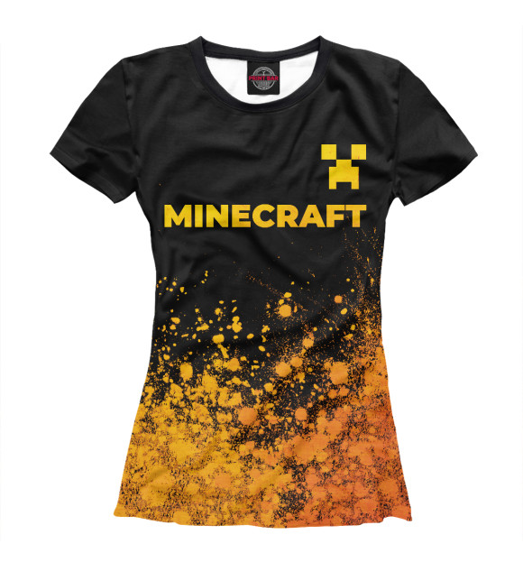 Футболка для девочек с изображением Minecraft Gold Gradient цвета Белый
