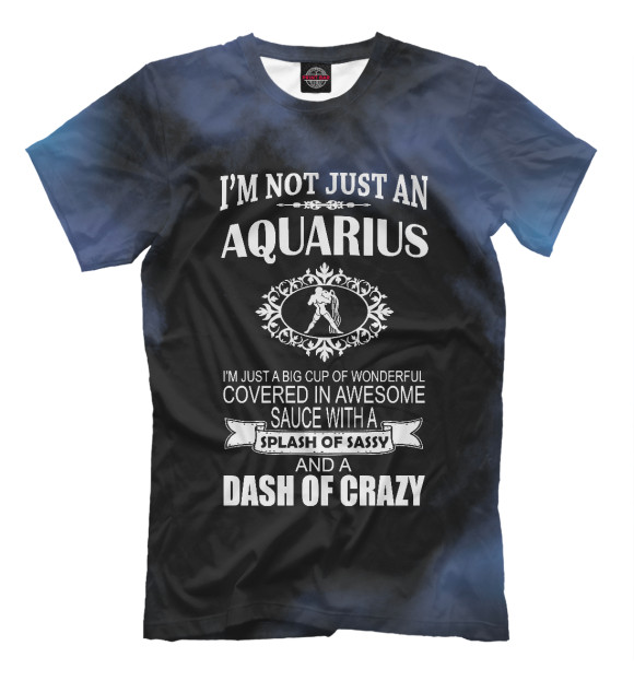 Мужская футболка с изображением Aquarius - Birthday Horosco цвета Белый