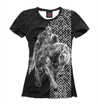 Женская футболка Русский Богатырь на коне